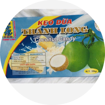 Kẹo dừa Bến Tre nguyên chất thương hiệu Thanh Long (350gr)